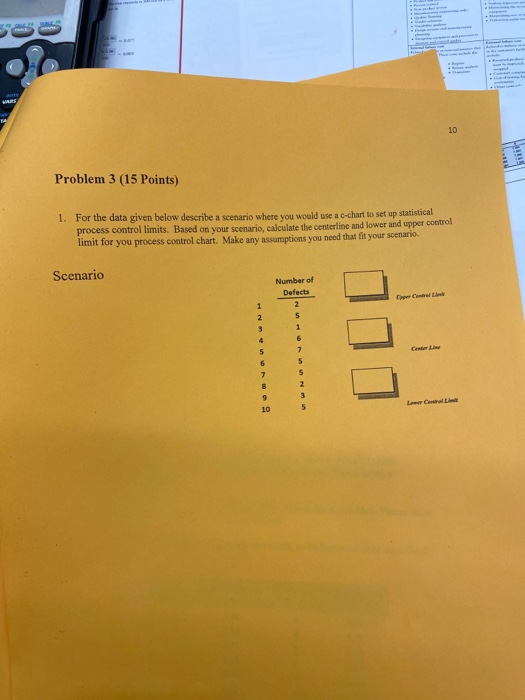 Problem 3 (15 Points) 1. For the data given below