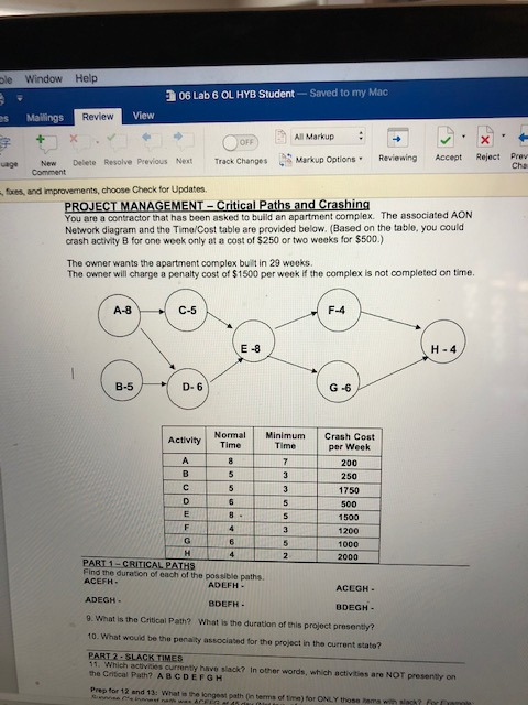 ble Window Help 206 Lab 6 OL HYB Student Saved to