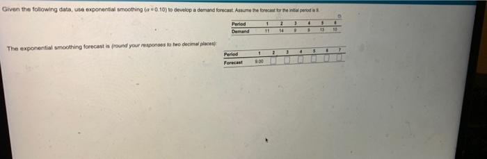 Given the following data, use exponential