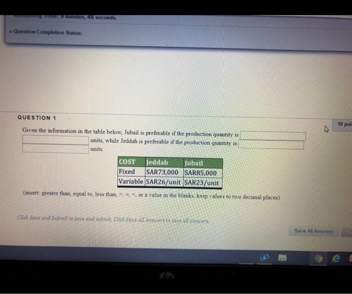 K e s minutes, 46 seconds. Question Completion