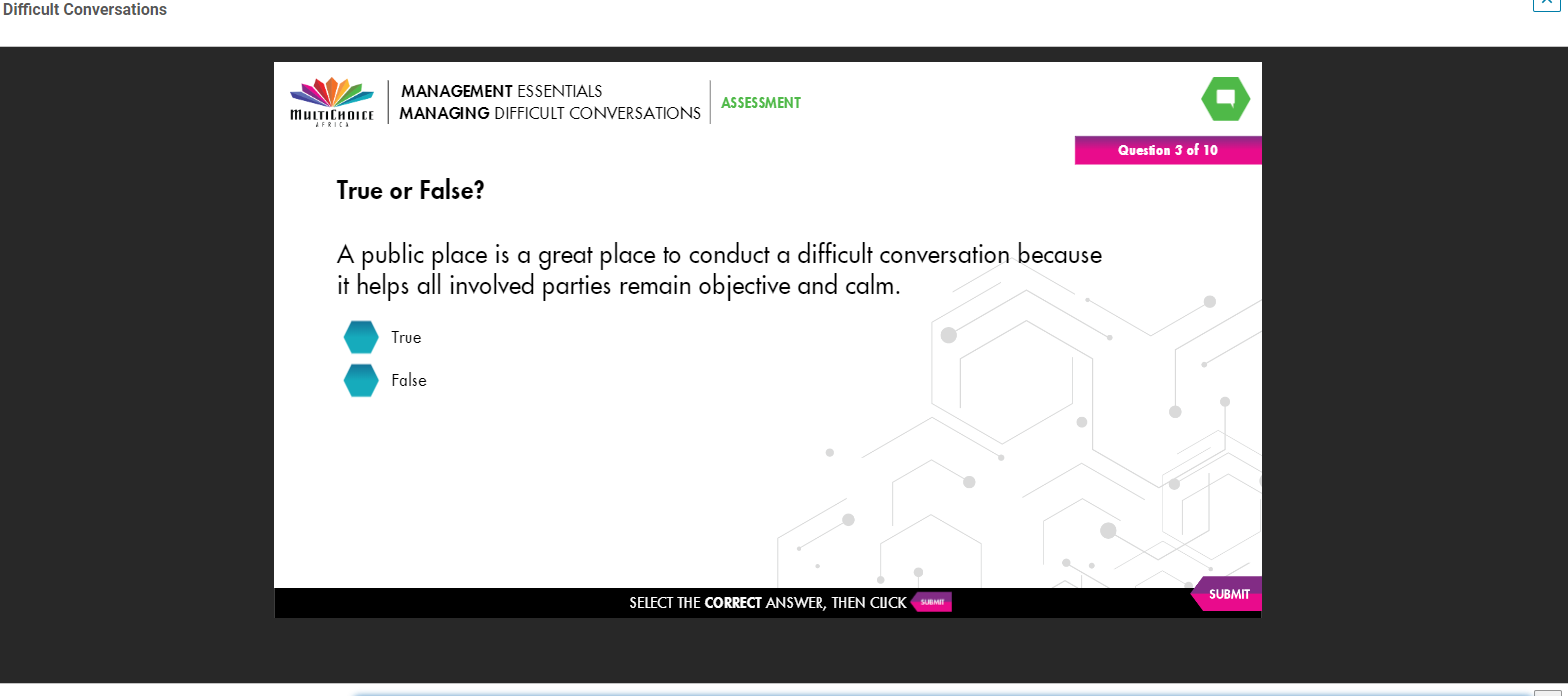 Difficult Conversations True or False? A public