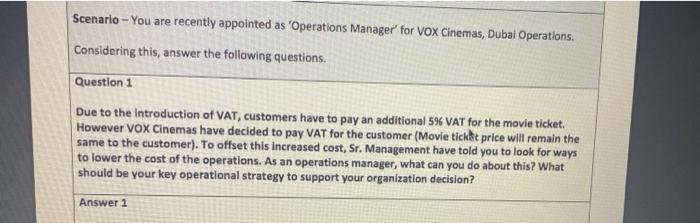 Scenario - You are recently appointed as