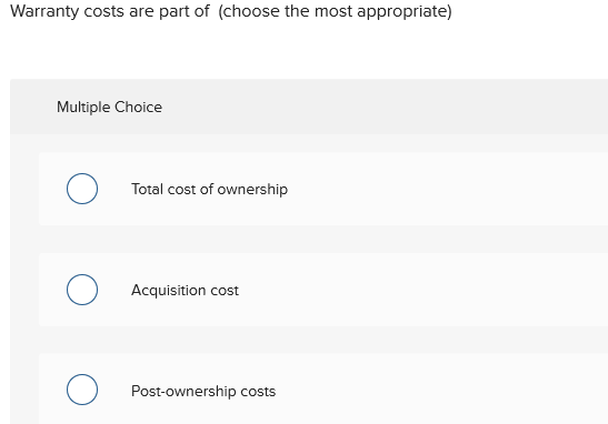 Warranty costs are part of (choose the most