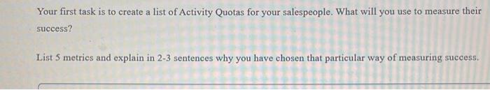 Your first task is to create a list of Activity