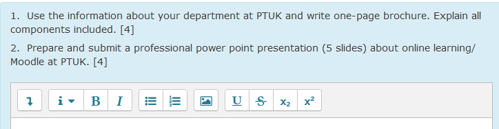 1. Use the information about your department at