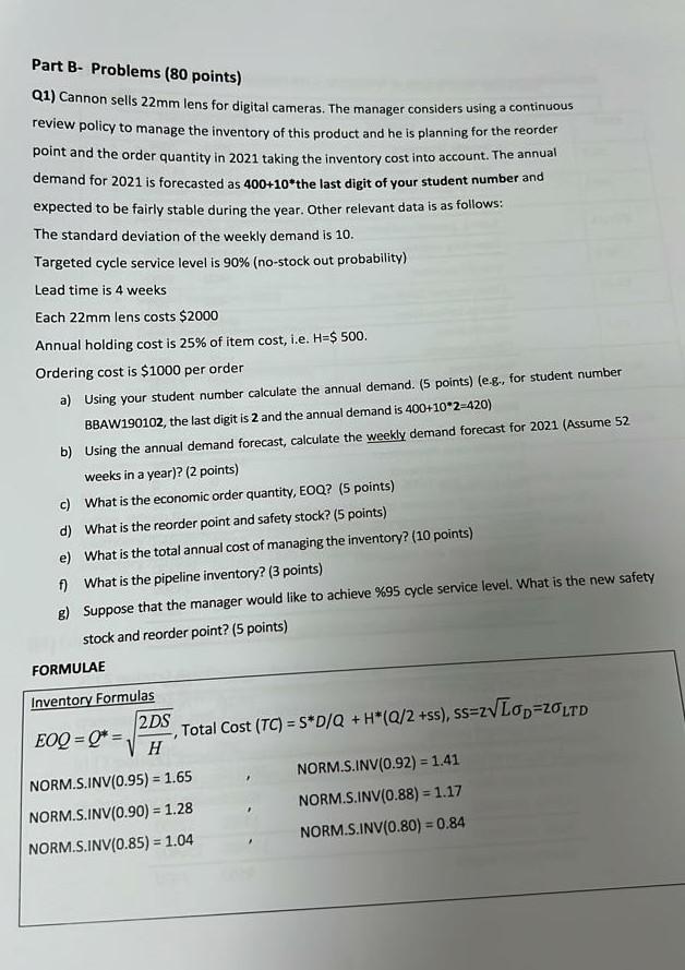 student id digit: 6 Part B-Problems ( 80 points)