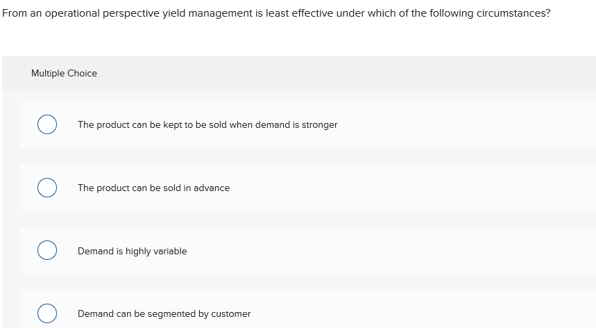 From an operational perspective yield management