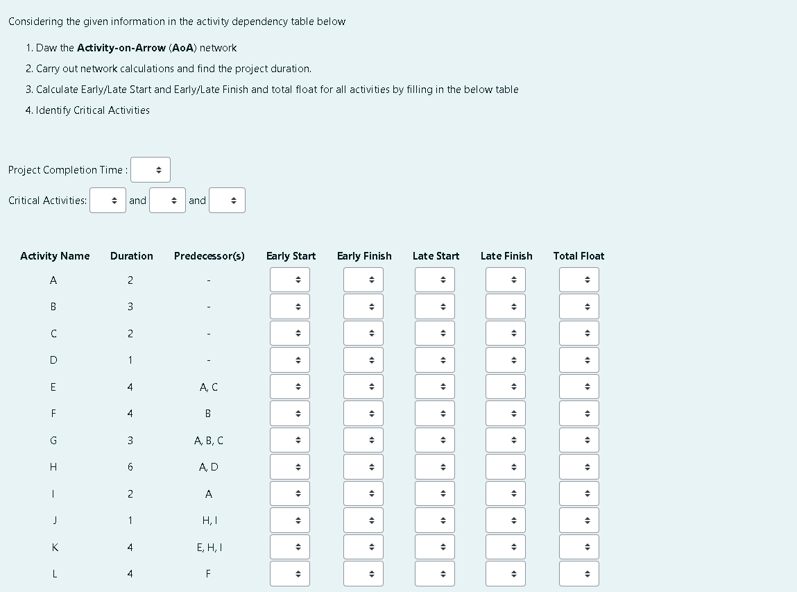 Considering the given information in the activity