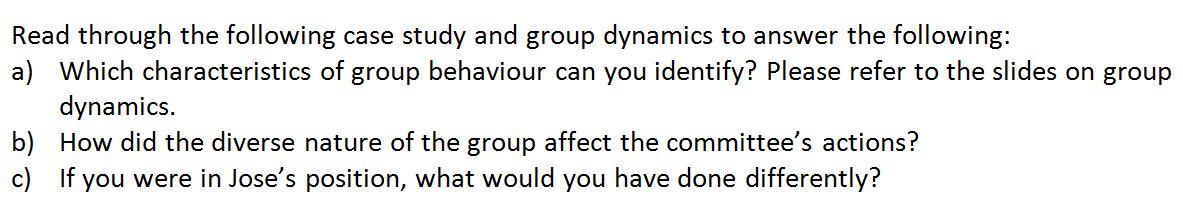 Case study A DIFFICULT TASK FORCE Jos has been