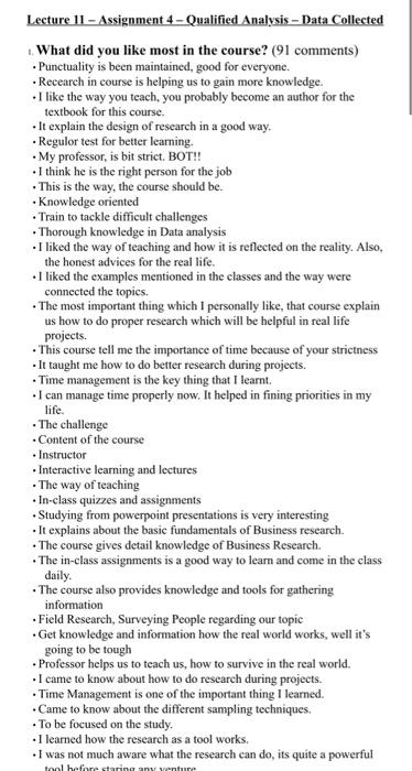 . Lecture 11 - Assignment 4 - Qualified Analysis
