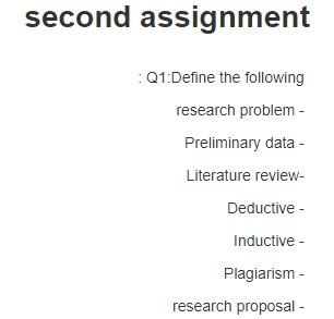 Q1:Define the following : second assignment Q1: