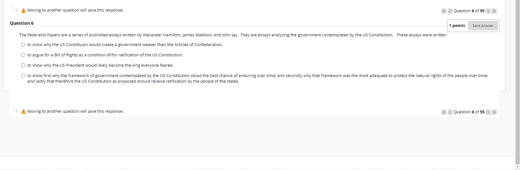 A Moving to another question will save this