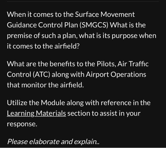When it comes to the Surface Movement Guidance