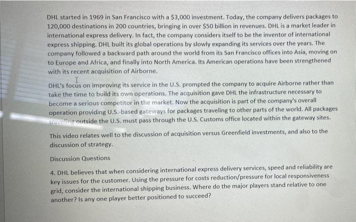 DHL started in 1969 in San Francisco with a