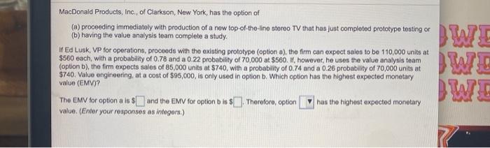 MacDonald Products, Inc., of Clarkson, New York,