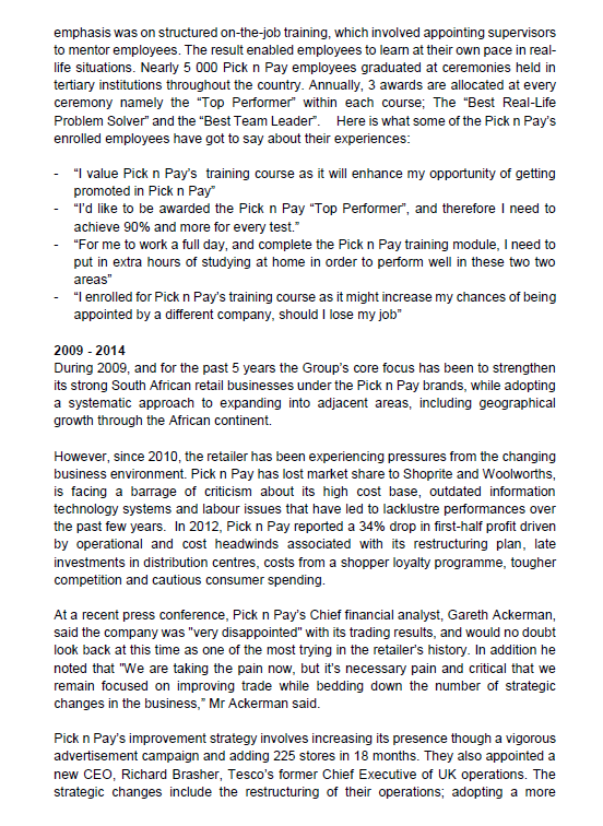 Pick n Pay Pick n Pay is the second largest