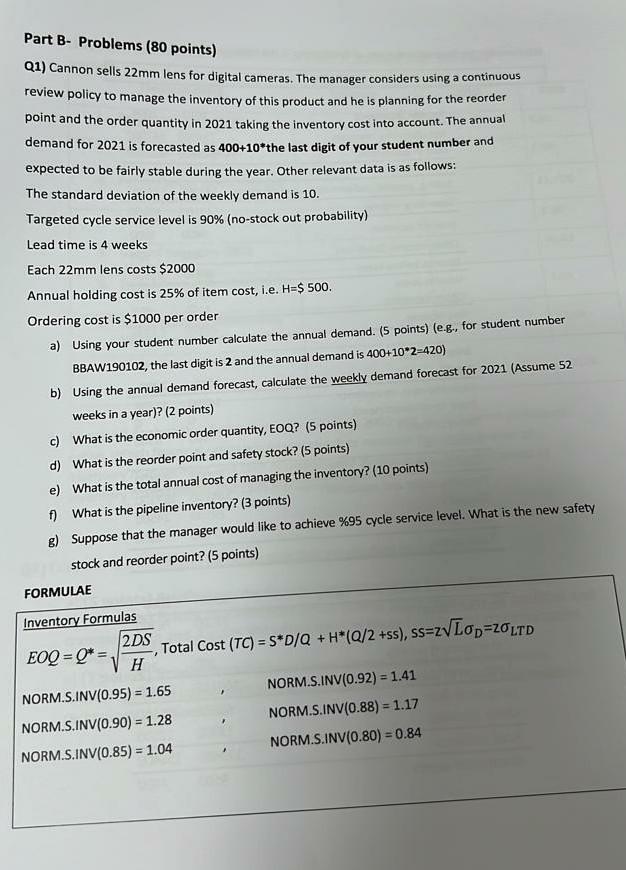 student id last digit: 9 Part B- Problems ( 80
