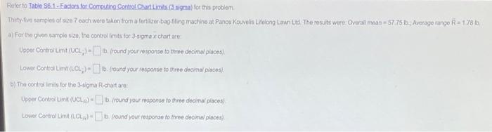 16 Roter to Table $6.1. Factors for Computing