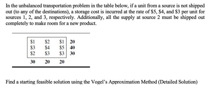 In the unbalanced transportation problem in the