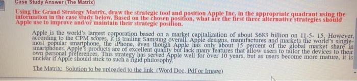 Case Study Answer (The Matrix) Using the Grand