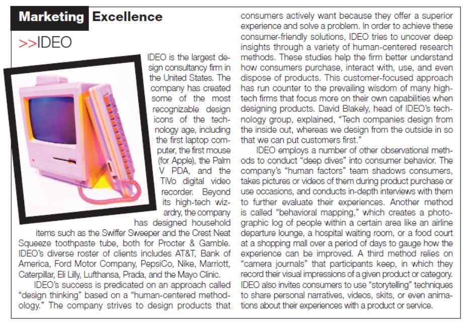 Answer the questions. Marketing Excellence