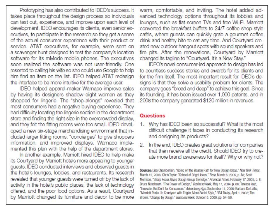 Answer the questions. Marketing Excellence