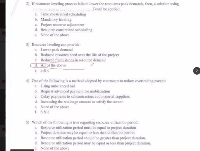 2) If resources leveling process fails to lower