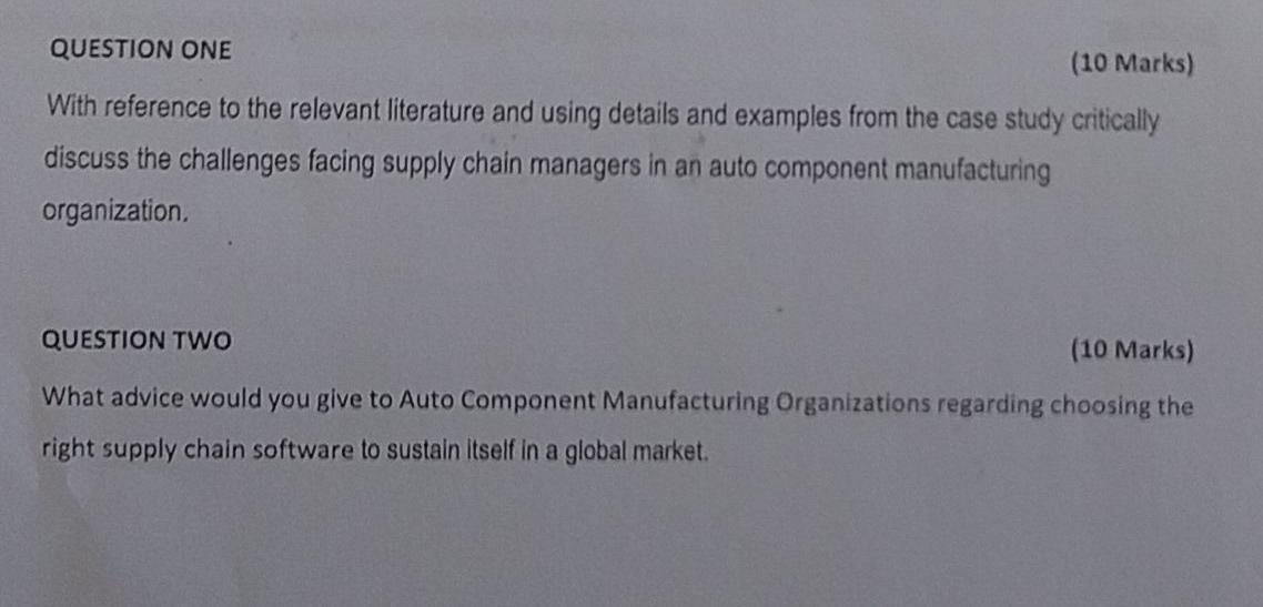 QUESTION ONE (10 Marks) With reference to the