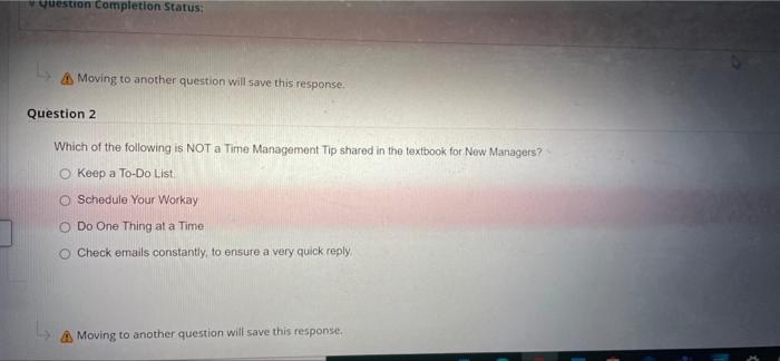 Question Completion Status: Moving to another