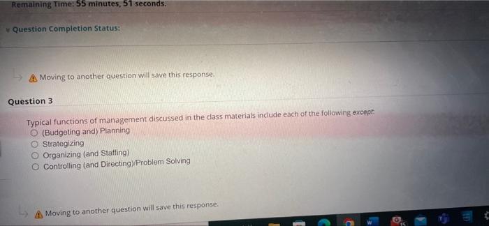 Question Completion Status: Moving to another