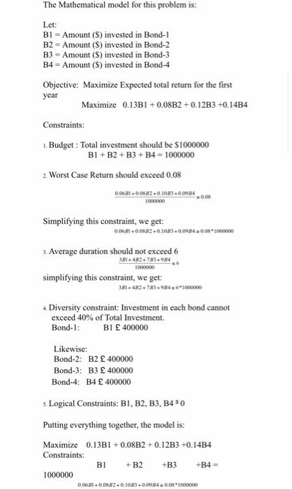 PROBLEM 2: Recall the model developed in the