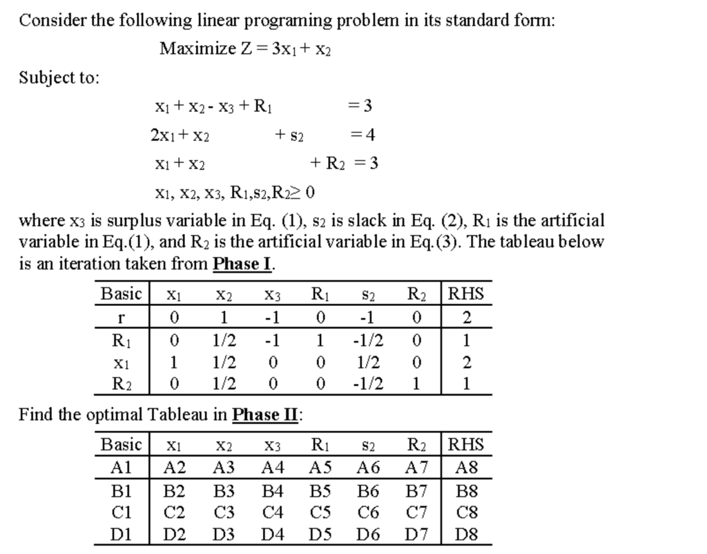 Consider the following linear programing problem
