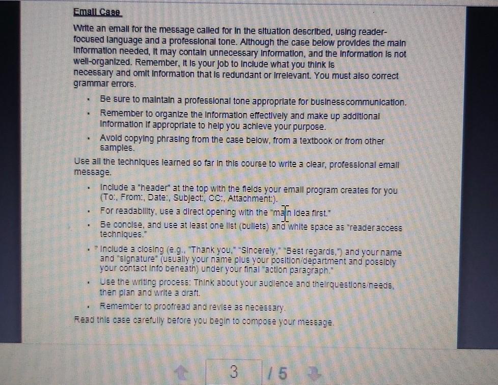 Emall Cage Write an email for the message called