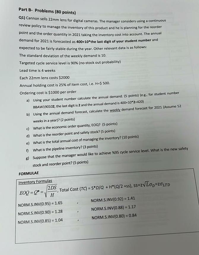 student id last digit: 6 Part B-Problems ( 80