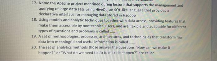 17. Name the Apache project mentined during