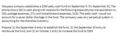 Waupaca company establishes a $350 petty cash
