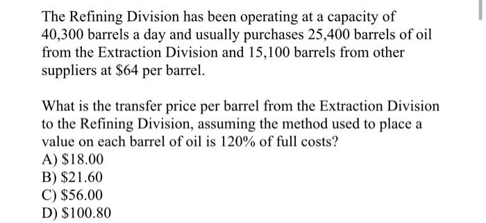 2. Sana Corporation has two divisions, Refining