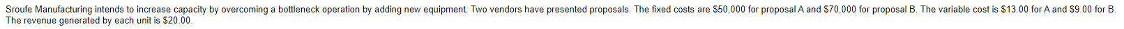 1) 2) The revenue generated by each unit is