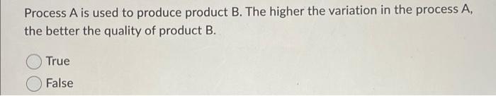 Process A is used to produce product B. The