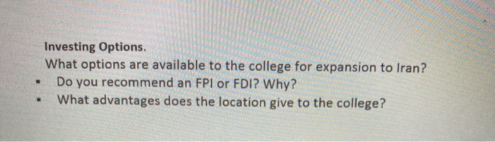 Investing Options. What options are available to