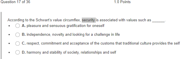 Question 17 of 36 1.0 Points . According to the