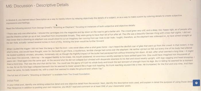 M6. Discussion - Descriptive Details Module you