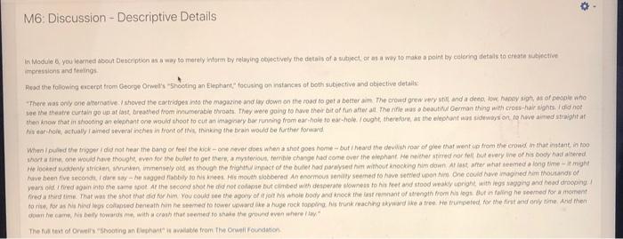 M6. Discussion - Descriptive Details Module you