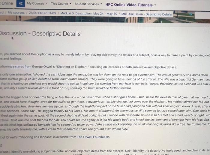 M6. Discussion - Descriptive Details Module you