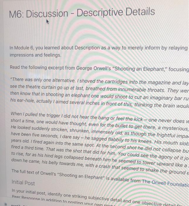 M6. Discussion - Descriptive Details Module you