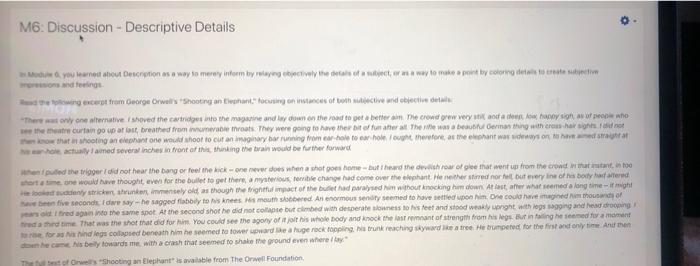 M6. Discussion - Descriptive Details Module you