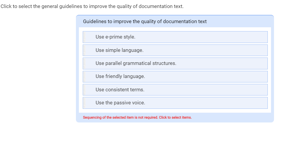 Click to select the general guidelines to improve
