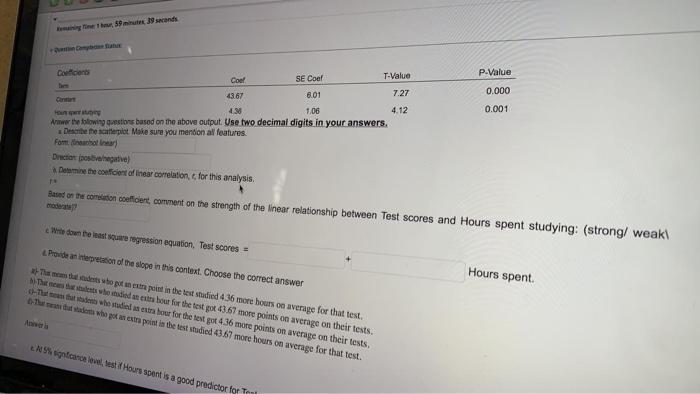 the 59 19 seconds P-Value Coeficient Coel SE Cool