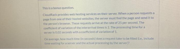 please help This is a bonus question CloudRack