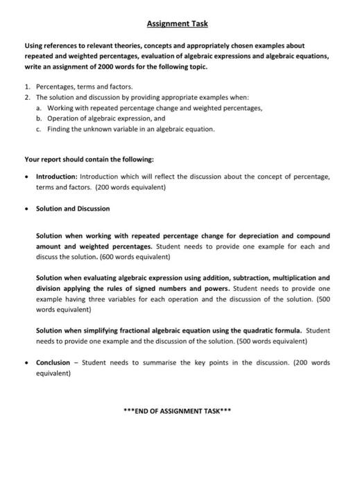 Assignment Task Using references to relevant